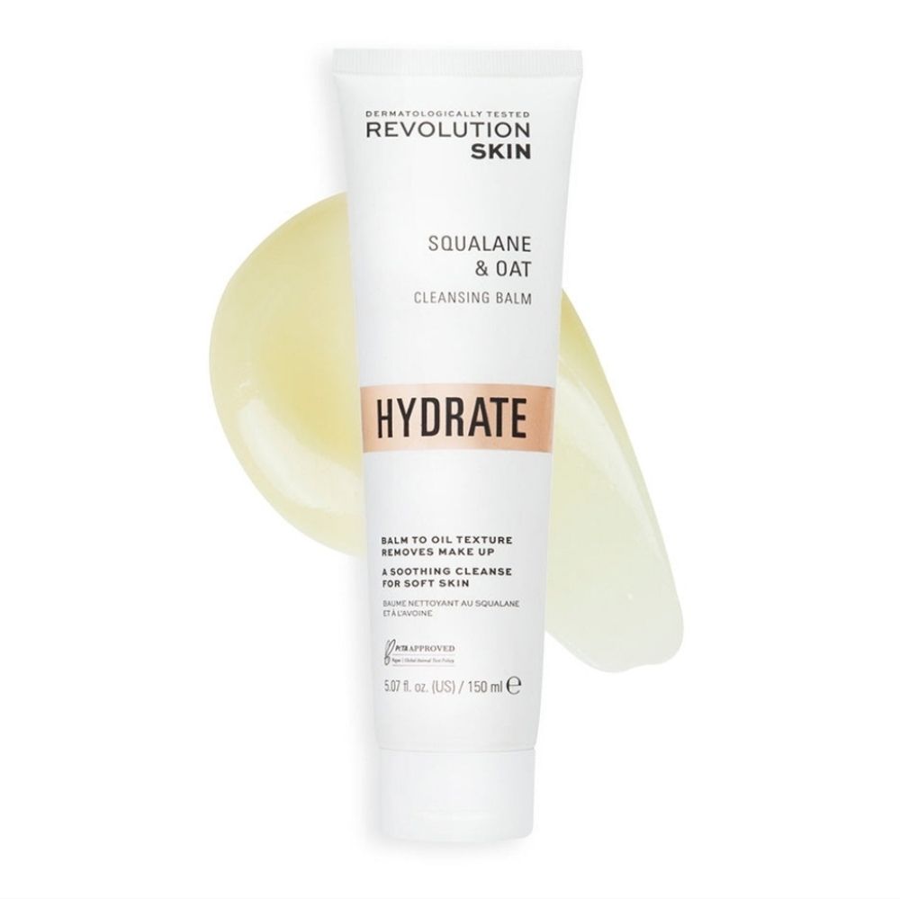 Revolution Skin Hydrate Squalane & Oat Cleansing Balm - White with Peach Accent